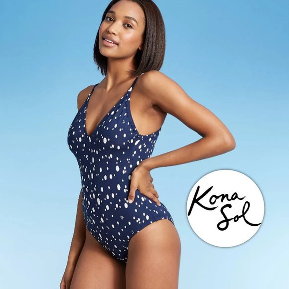 Kona Sol Other - KONA SOL Navy Dot Print One Piece Swimsuit NEW WITH TAG!